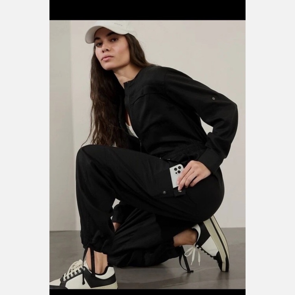 Athleta Celestial Utility Jumpsuit in black, siz